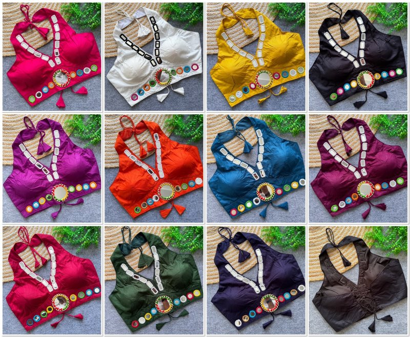Tew Pure Cotton Real Mirror Work Navratri Blouses